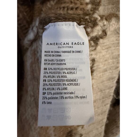 American Eagle Fair Isle Sweater Dress Cream Brown Cozy Size S - Picture 5 of 8